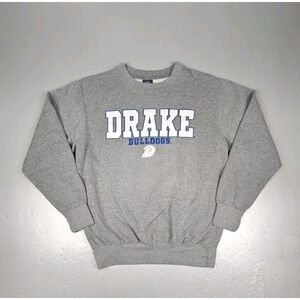 Drake‎ University Bulldogs Sweatshirt Mens Medium Vintage Gray Crewneck Spellout